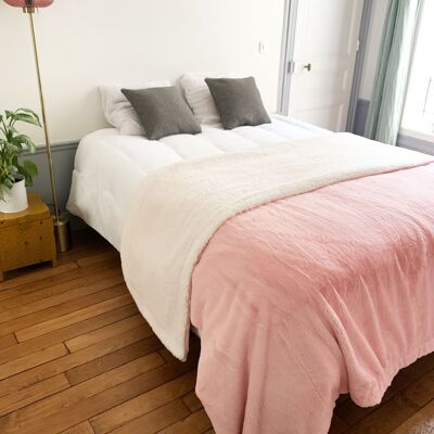FLEECEDECKE XL imitiert „Kaninchen“ 220 x 240 Pink – Kollektion Winter 2024