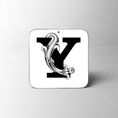 White Letter Y Alphabet Coaster