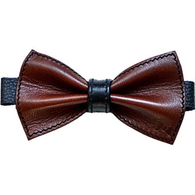 Usko leather bow tie, reddish brown - black