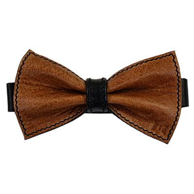 Usko leather bow tie, rustic cognac - black