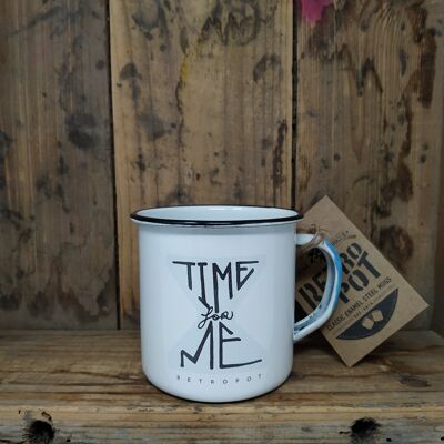 RETROPOT mug in enameled steel "Time" design