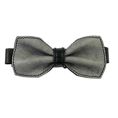 Arvo leather bow tie, grey-black