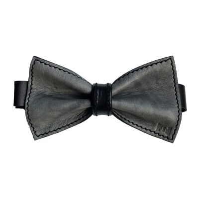 Usko leather bow tie, grey-black