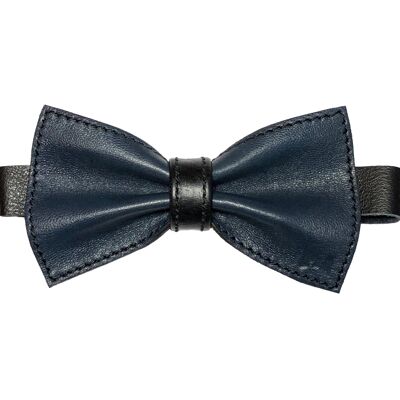 Usko leather bow tie, blue-black