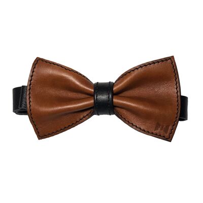Usko leather bow tie, brown-black