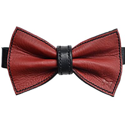 Usko leather bow tie, red - black