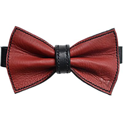 Usko leather bow tie, red - black