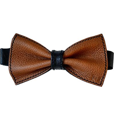 Usko leather bow tie, cognac-black