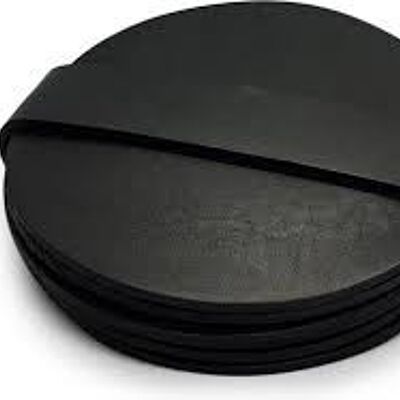 Coasters (set of 6) leather on cork - black croco