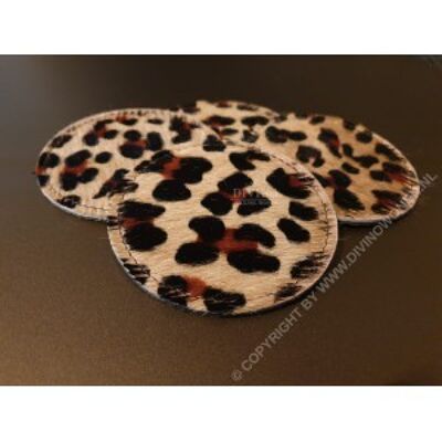 Coasters (set of 6) fur leather on cork panther