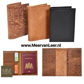 Porte-passeport / Portefeuille de voyage - Croco marron foncé