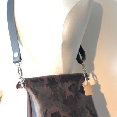 Shoulder bag series Luna with camouflage print and folding bracket