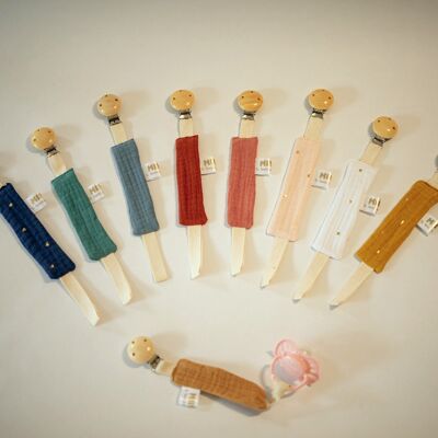 Set of 8 double gauze pacifier clips - Mix colors