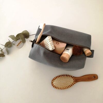 Toiletry bag - Gray blue corduroy