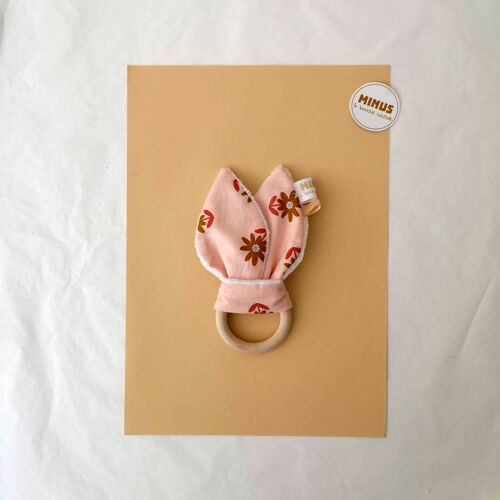 Anneau de dentition lapin en coton imprimé - Collection "Marguerite"