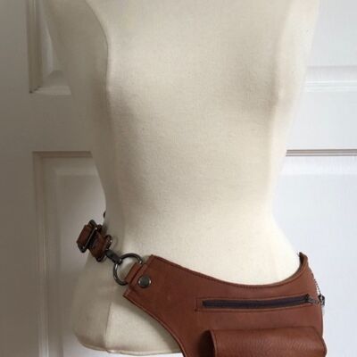 Festival bum bag in beautiful mid brown leather and fixed adjustable belt