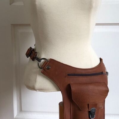 Festival bum bag in beautiful mid brown leather and fixed adjustable belt
