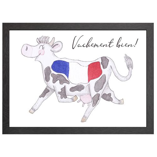 A2 poster cow france - vachement bien in frame - joyin