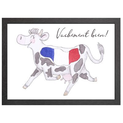 A2 POSTER COW FRANKREICH - VACHEMENT BIEN IM RAHMEN - JOYIN