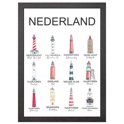 A2 poster lighthouses the netherlands in frame - joyin