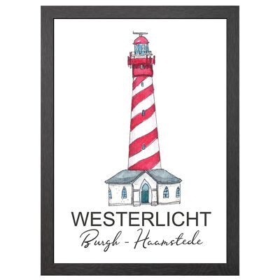 A2 poster lighthouse westerlicht in frame in frame - joyin