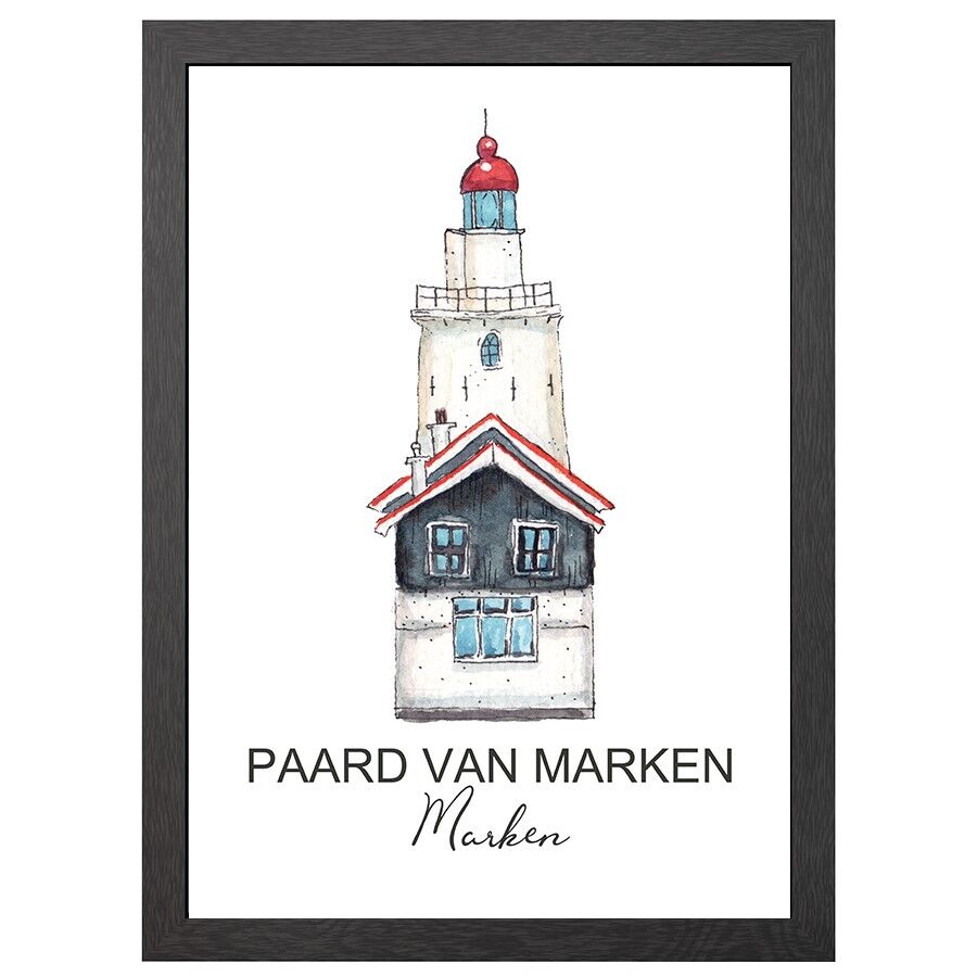 A2 poster lighthouse paard van marken in frame - joyin