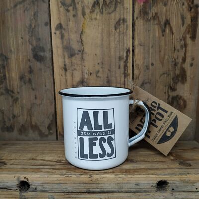 RETROPOT mug in enameled steel "Less" design