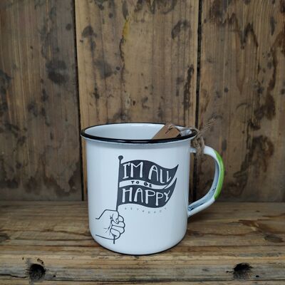 RETROPOT mug in enameled steel "I'm All" design