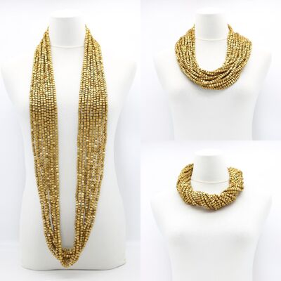 WEITER Pashmina-Halskette – Gold – 10 Stränge
