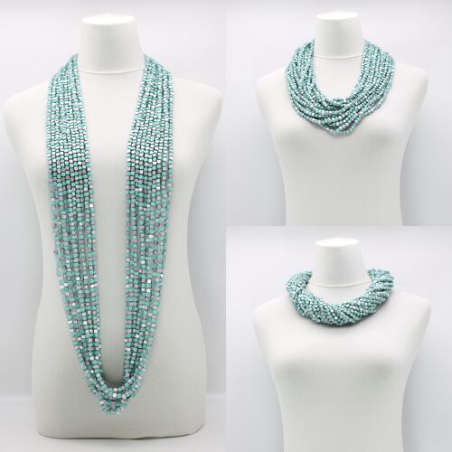 NEXT Pashmina Necklace - Mosaic - Silver/Turquoise - 10 Strands