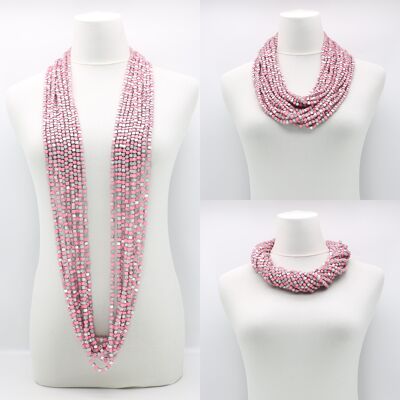 SIGUIENTE Collar Pashmina - Mosaico - Plata/Rosa - 10 Tiras