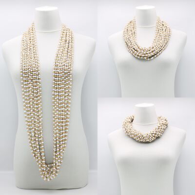 NEXT Pashmina Necklace - Mosaic - White/Ivory - 10 Strands