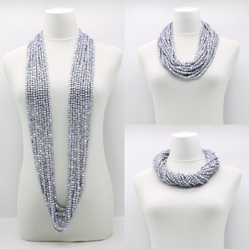 NEXT Pashmina Necklace - Mosaic - Silver/Lilac Grey - 10 Strands