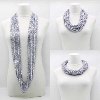 NEXT Pashmina Necklace - Mosaic - Silver/Lilac Grey - 10 Strands