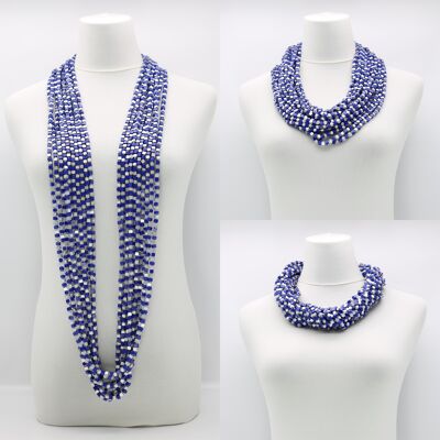 SIGUIENTE Collar Pashmina - Mosaico - Plata/Azul Cobalto - 10 Tiras