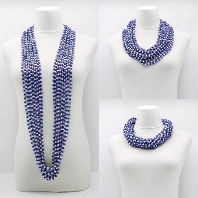 NEXT Collana Pashmina - Mosaico - Argento/Blu Cobalto - 10 Fili