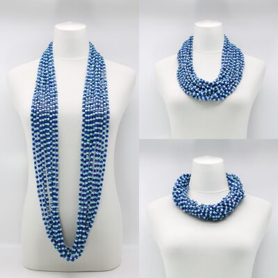 WEITER Pashmina-Halskette – Mosaik – Kobaltblau/Türkis – 10 Stränge