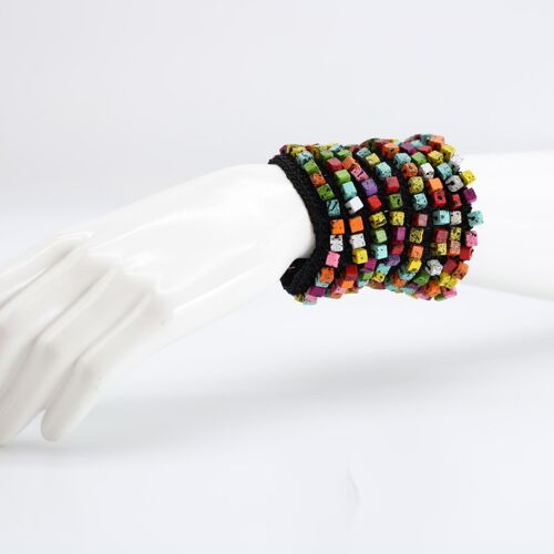 NEXT Pashmina Cuff Bracelet - Hand painted - Summer Multi/Black