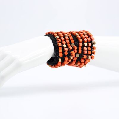 WEITER Pashmina-Manschettenarmband – Orange/Neugold