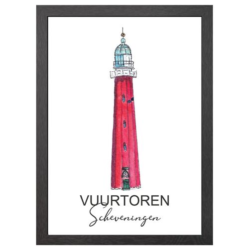 A2 poster lighthouse scheveningen in frame - joyin