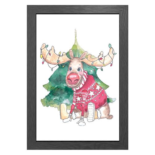 A3 poster moose christmas in frame in frame - joyin