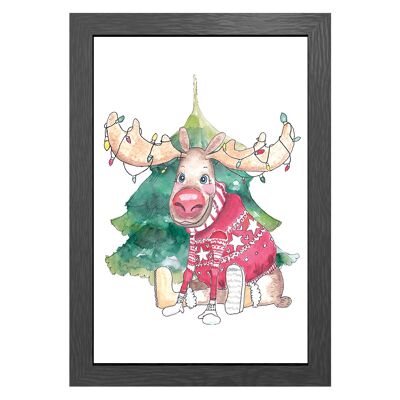 A3 POSTER MOOSE WEIHNACHTEN IM RAHMEN IM RAHMEN - JOYIN