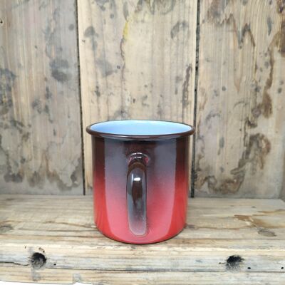 Fire red enameled steel mug
