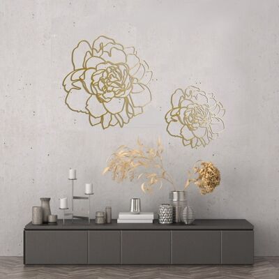 Small Gold Peony Line Art Wall Decor