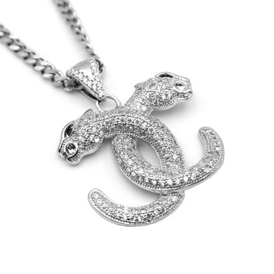 Iced Leopard necklace silver
