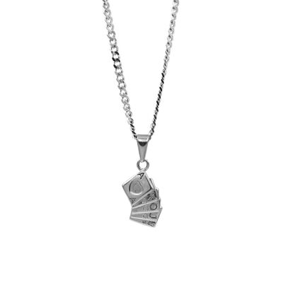 Silver cards necklace