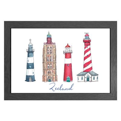 A3 poster zeeland lighthouses in frame - joyin
