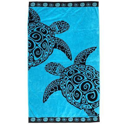 Turquoise turtles Jacquard velor beach towel 100x175cm 470gm²