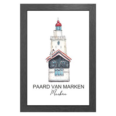 A3 POSTER LEUCHTTURM PAARD VAN MARKEN IM RAHMEN - JOYIN