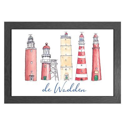 A3 RAHMEN WADDEN LIGHTHOUSES TEXT